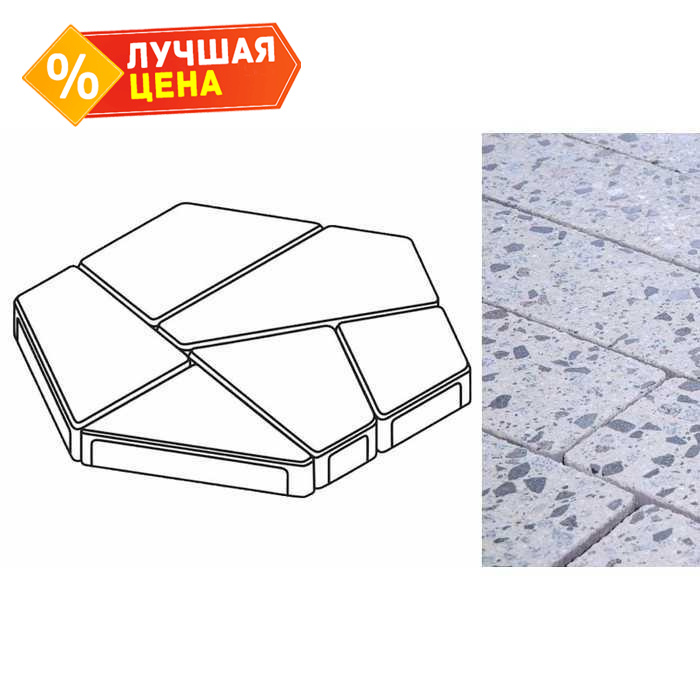 Плита тротуарная Готика Granite FINERRO, полигональ, Грис Парга, 893x780x80 мм