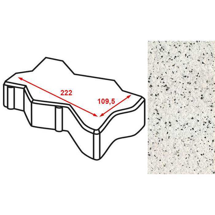 Плитка тротуарная Готика Granite FERRO, зигзаг/волна, Покостовский 222x109,5x60 мм
