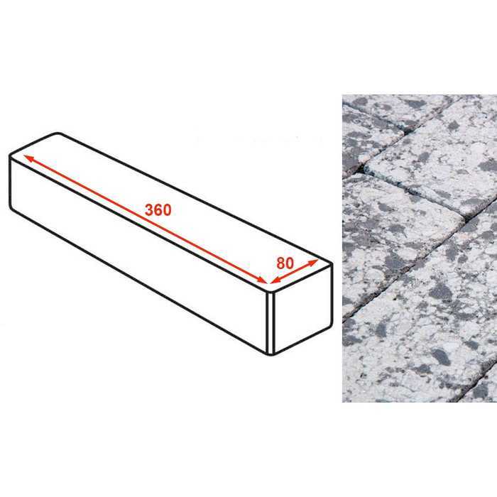 Плитка тротуарная Готика Granite FINERRO, ригель, Диорит 360x80x80 мм
