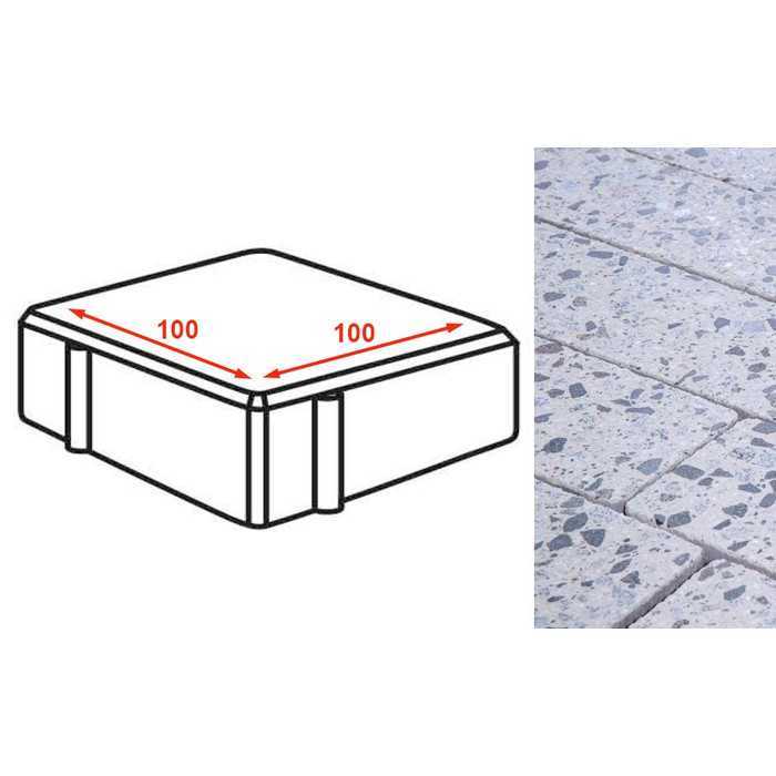 Плита тротуарная Готика Granite FINERRO, квадрат, Грис Парга 100x100x80 мм