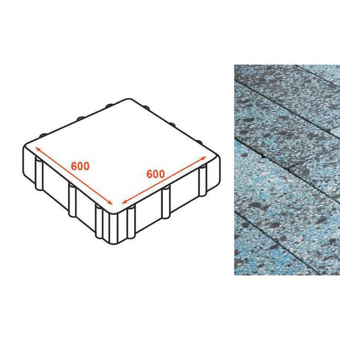 Плита тротуарная Готика Granite FINO, Азул Баxия 600x600x80 мм