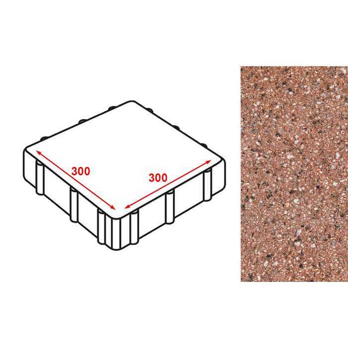 Плита тротуарная Готика Granite FERRO, Емельяновский 300x300x80 мм