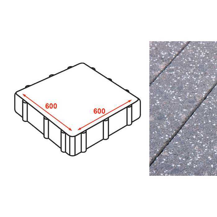Плита тротуарная Готика Granite FINERRO, Ильменит 600x600x80 мм